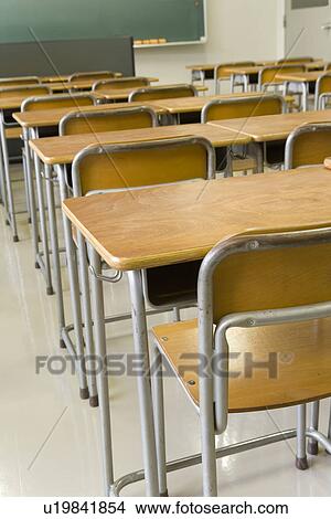 Picture - Empty classroom, high angle view. Fotosearch