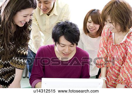 College Students Gathered at Computer View Large Photo Image Stock Photography - College Students Gathered at Computer. Fotosearch