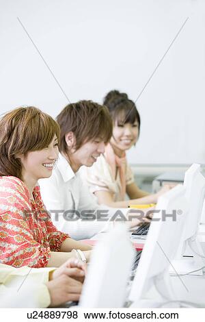 Stock Photo - College Students in Computer Laboratory. Fotosearch