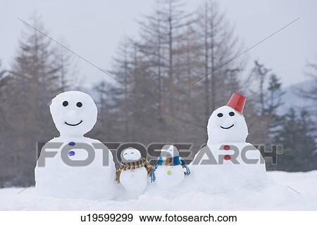 Family of snowmen View Large Photo Image Stock Photo - Family of snowmen. Fotosearch