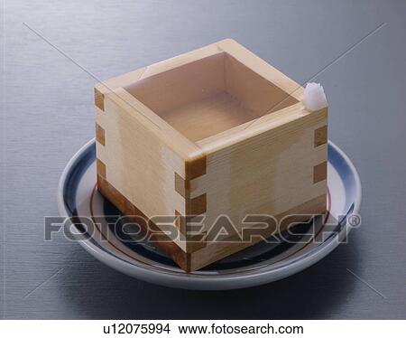 Picture - Sake With Wooden Container. Fotosearch
