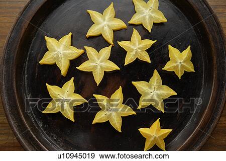 Stock Photo - Close-up of star fruit in a pan. Fotosearch