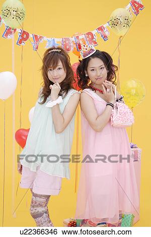 Stock Photograph - Portrait of teenage girls. Fotosearch