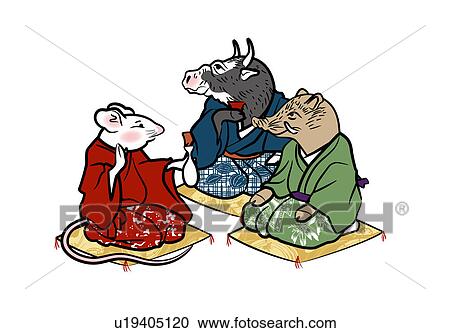 Mouse and the wild boar and the Ox View Large Illustration Clipart - Mouse and the wild boar and the Ox. Fotosearch