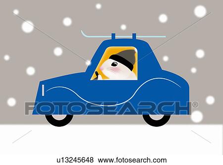 Mouse drives a car in Winter View Large Illustration Stock Illustration - Mouse drives a car in Winter. Fotosearch