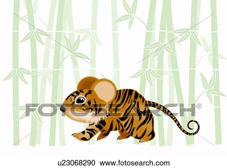 Clipart - Mouse like a Tiger walking. Fotosearch