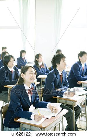 High school students in classroom, smiling View Large Photo Image Stock Image - High school students in classroom, smiling. Fotosearch