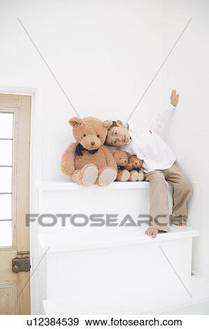 Boy with Teddy Bears View Large Photo Image Stock Photo - Boy with Teddy Bears. Fotosearch
