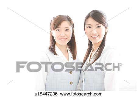 Stock Photograph - Two young women in uniform. Fotosearch