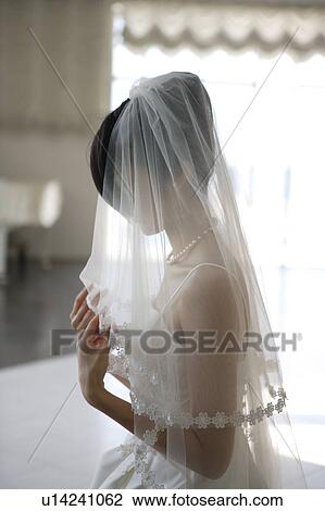 Bride covered in veil View Large Photo Image Stock Image - Bride covered in veil. Fotosearch
