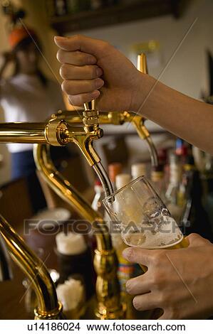Bartender pouring beer to glass View Large Photo Image Picture - Bartender pouring beer to glass. Fotosearch