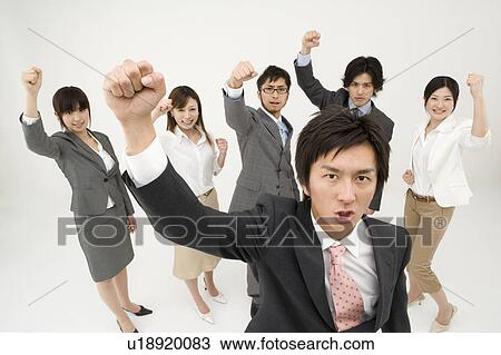 Business people cheering View Large Photo Image Stock Image - Business people cheering. Fotosearch
