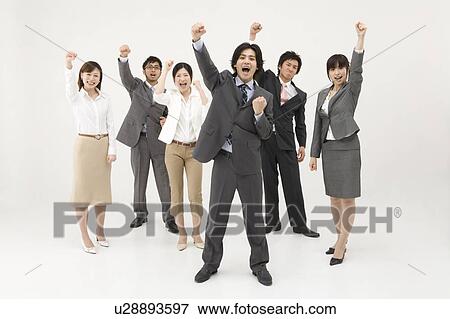 Stock Photo - Business people cheering. Fotosearch