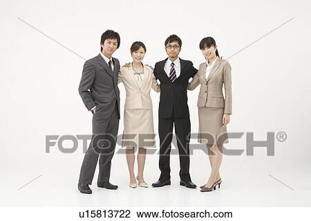 Business people standing with arms around each other View Large Photo Image Stock Image - Business people standing with arms around each other. Fotosearch
