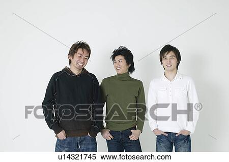 Stock Photography - Portrait of three young men. Fotosearch