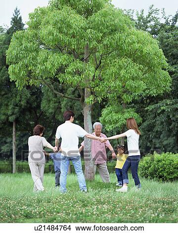 Family is playing around a tree View Large Photo Image Picture - Family is playing around a tree. Fotosearch