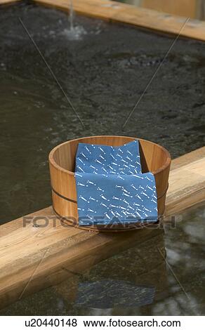 Bathing pail at hot spring in Japan View Large Photo Image Stock Photo - Bathing pail at hot spring in Japan. Fotosearch