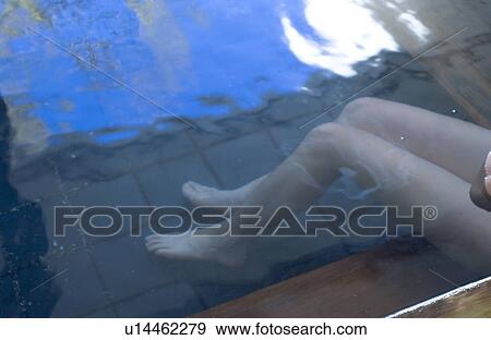 Low section of a woman bathing in hot springs View Large Photo Image Stock Photo - Low section of a woman bathing in hot springs. Fotosearch