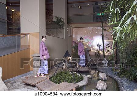 Picture - Two young women wearing yukata. Fotosearch