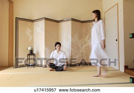 Two people in tatami room, blurred motion View Large Photo Image Stock Photo - Two people in tatami room, blurred motion. Fotosearch