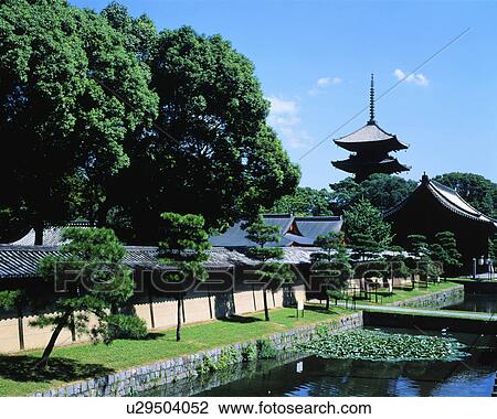Stock Image - Five storied pagoda in Toji Temple, Kyoto, Japan. Fotosearch