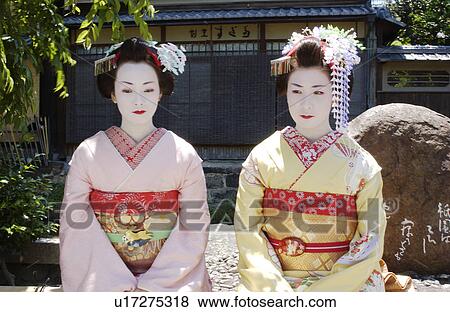 Portrait of two Geisha women View Large Photo Image Stock Photo - Portrait of two Geisha women. Fotosearch