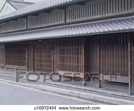 Picture - Traditional houses in Kyoto. Fotosearch