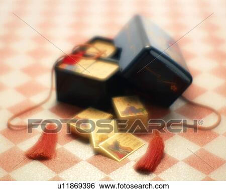 Stock Photograph - Cards in a lacquer box. Fotosearch