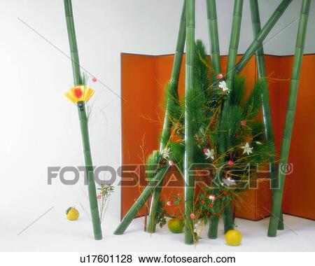 Flower arranged with bamboo trunks View Large Photo Image Stock Photo - Flower arranged with bamboo trunks. Fotosearch