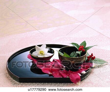 Flower pedals and lacquer bowl View Large Photo Image Stock Image - Flower pedals and lacquer bowl. Fotosearch