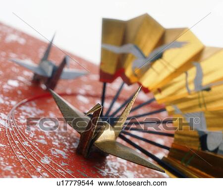 Folding fan and origami cranes View Large Photo Image Picture - Folding fan and origami cranes. Fotosearch