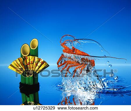 Stock Photo - Prawn and new year decoration. Fotosearch