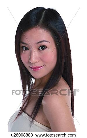 Young woman smiling, side view, close-up View Large Photo Image Stock Image - Young woman smiling, side view, close-up. Fotosearch