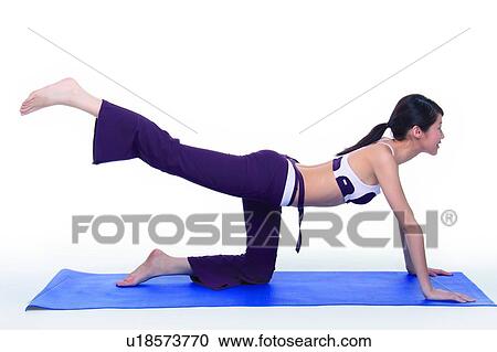 Young woman with hands on floor, stretching View Large Photo Image Stock Image - Young woman with hands on floor, stretching. Fotosearch