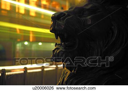 Stock Photograph - Bronze lion at Hong Kong Bank Building. Fotosearch