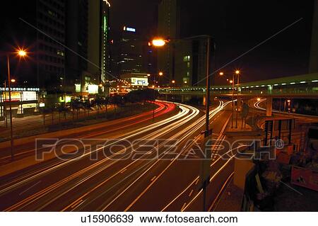 Stock Photo - Connaught Road Central at Night. Fotosearch