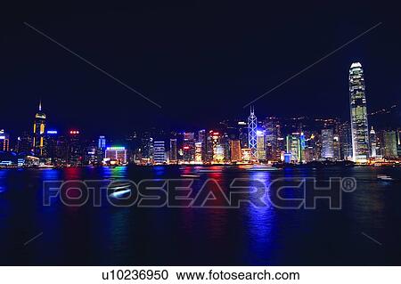 Stock Image - Hong Kong Victoria Harbour and city skyline. Fotosearch