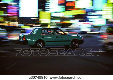 Stock Image - Taxi in Sapporo, Hokkaido, Japan. Fotosearch