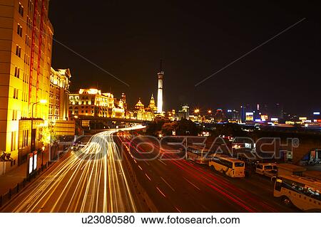 The Bund at Night, Shanghai, China View Large Photo Image Stock Image - The Bund at Night, Shanghai, China. Fotosearch