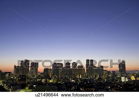 Daybreak of Shinjuku skyscrapers View Large Photo Image Picture - Daybreak of Shinjuku skyscrapers. Fotosearch