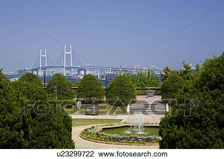 Harvor view park and Yokohama bay bridge View Large Photo Image Stock Image - Harvor view park and Yokohama bay bridge. Fotosearch