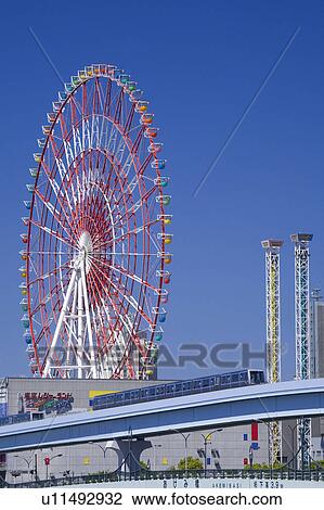 Odaiba Ferris wheel and Yurikamome railroad View Large Photo Image Stock Image - Odaiba Ferris wheel and Yurikamome railroad. Fotosearch