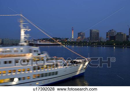 Sightseeing ship and Marine Tower View Large Photo Image Stock Photo - Sightseeing ship and Marine Tower. Fotosearch
