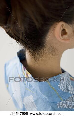 Stock Photograph - Nape of yukata woman. Fotosearch