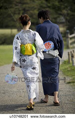 Stock Image - Sweetheart wearing yukata. Fotosearch