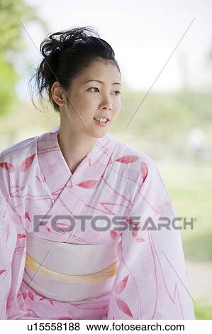 Verdure and yukata woman View Large Photo Image Stock Photo - Verdure and yukata woman. Fotosearch