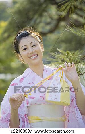 Stock Photo - Verdure and yukata woman. Fotosearch