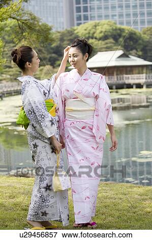 Stock Photo - Verdure and yukata women. Fotosearch