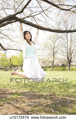 Cherry tree and woman View Large Photo Image Stock Photo - Cherry tree and woman. Fotosearch