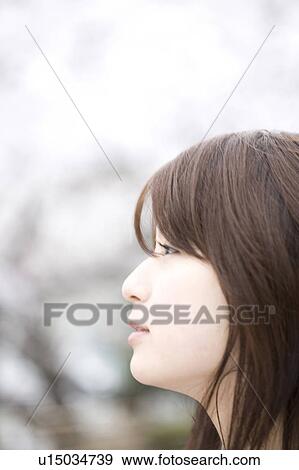 Stock Photo - Woman under the cherry tree. Fotosearch